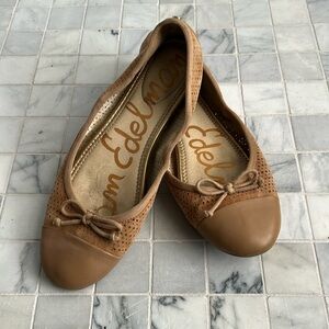 Sam Edelman tan suede perforated ballet flats